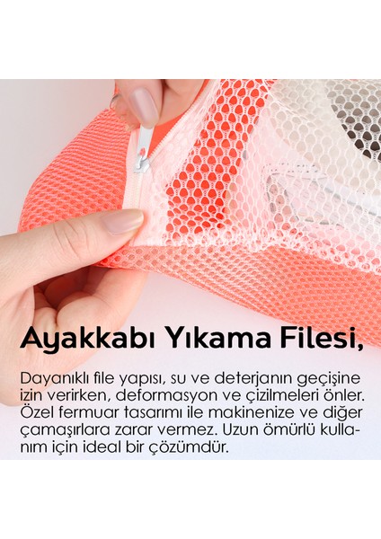1 Adet Fermuarlı Ayakkabı Yıkama Filesi - Bölmeli Yıkama Filesi 38X38 cm Karışık Renk