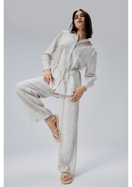 Ekru Regular Batik Gömlek Pantolon Takım