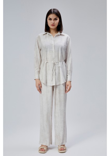 Ekru Regular Batik Gömlek Pantolon Takım indirimleri