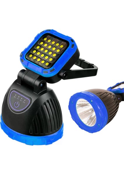 PM-8033B 6 Modlu El Feneri ve Işıldak Acil Durum Lambası 25 Cob Ledli Solar Şarjlı