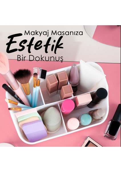 5 Bölmeli Aksesuar Düzenleyici - Masaüstü Makyaj Kozmetik Takı Kutusu Çok Amaçlı Organizer