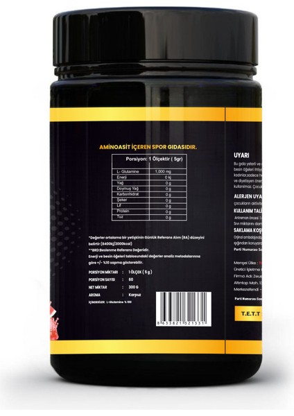Zeus Nutrition Glutamine 300 Gr-Aromasız