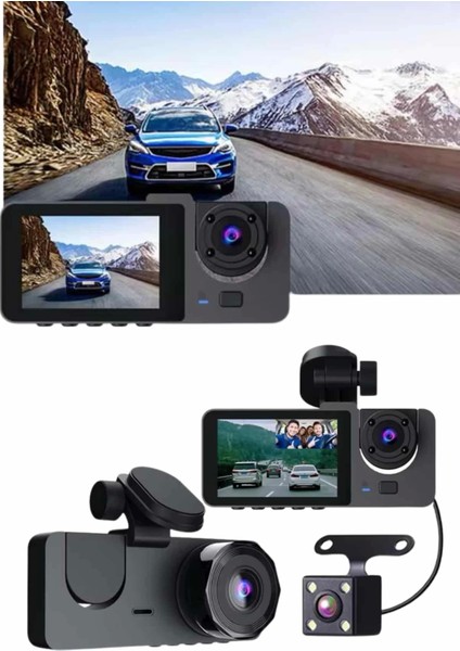 Gece Görüşlü Dvr 3 Lensli Araç Içi Sürüş Kamerası Video Kaydedici