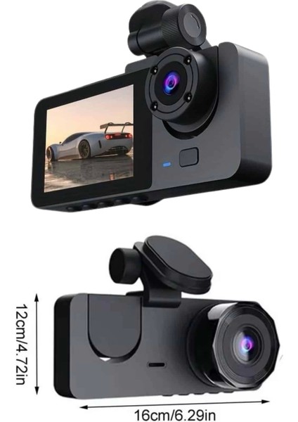 Gece Görüşlü Dvr 3 Lensli Araç Içi Sürüş Kamerası Video Kaydedici