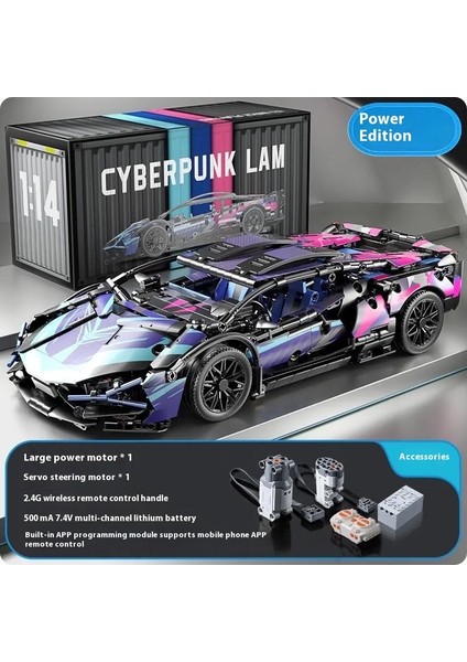 Lambo Cyberpunk Spor Araba Modeli Yapı Taşları Yarış Arabası Montajlı Oyuncaklar (Yurt Dışından)