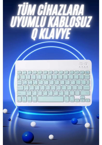 Bluetooth Şarj Edilebilir Mini Q Klavye Kablosuz Taşınabilir