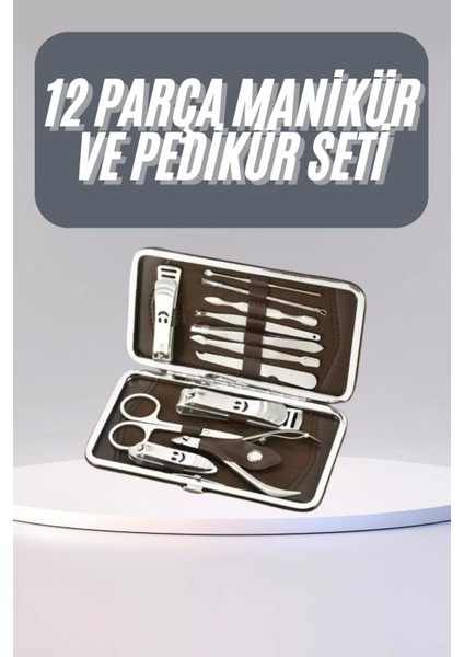 12 Parça Manikür Pedikür Seti Tırnak Bakımı Nasır Temizleme El Ayak Bakımı