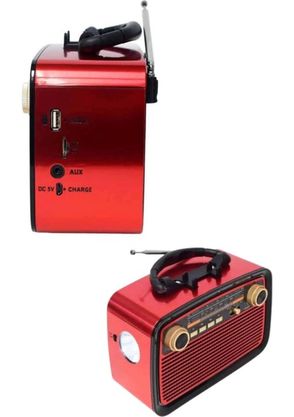 Bluetooth Hoparlör Ahşap Renk Vintage Işıklı Nostaljik Radyo Fm Ahşap Görünümlü