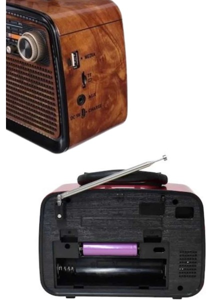 Bluetooth Hoparlör Ahşap Renk Vintage Işıklı Nostaljik Radyo Fm Ahşap Görünümlü