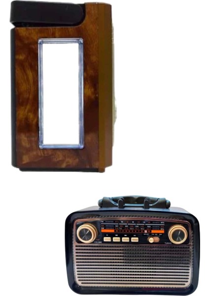 Bluetooth Hoparlör Ahşap Renk Vintage Işıklı Nostaljik Radyo Fm Ahşap Görünümlü