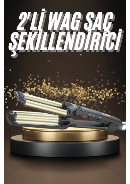 Ikili Wag Maşa Saç Şekillendirici Seramik Kaplama Isı Ayarlı