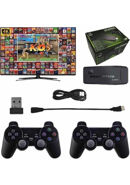 Çift Kollu 2.4g Kablosuz Retro 4K Game Stick 3500 Oyun Atari Hd Görüntü