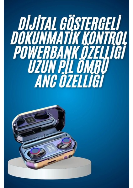 Yeni Nesil Bluetooth Kulaklık Uzun Pil Ömrü El Fenerli Dijital Şarj Göstergeli