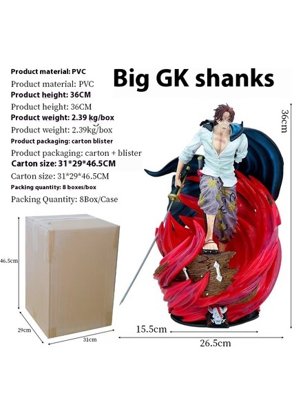 Hırsızlar Kralı Kızıl Saçlı Dört Imparator Shanks Gelgit Oyun El-Do Modeli Süsler Heykel Hediye (Yurt Dışından)