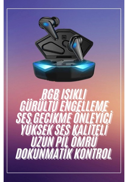 Oyuncu Kulaklığı Mikrofonlu Kablosuz Gaming Kulaklık Powerban Yüksek Ses