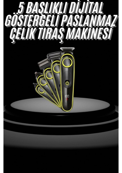 Saç Sakal Şekillendirici Tıraş Makinesi 5 Başlıklı Paslanmaz Çelik Bıçaklı Unısex