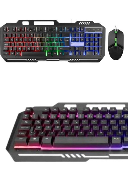 Işıklı Oyuncu Q Klavye Mouse Seti Siyah Gaming Oyuncu Klavye