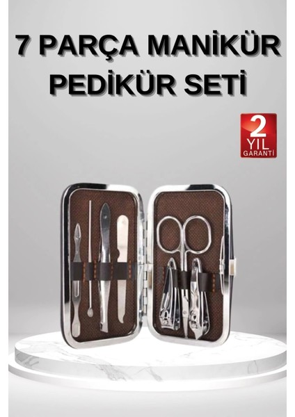 7 Parça Manikür Pedikür Seti El Ayak Bakımı Çantalı Paslanmaz Çelik