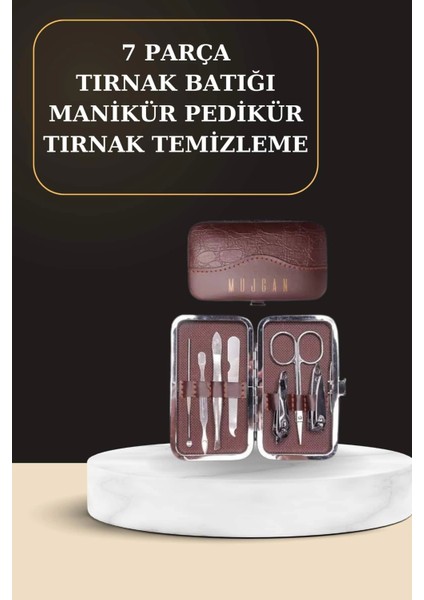 7 Parça Manikür Pedikür Seti El Ayak Bakımı Çantalı Paslanmaz Çelik