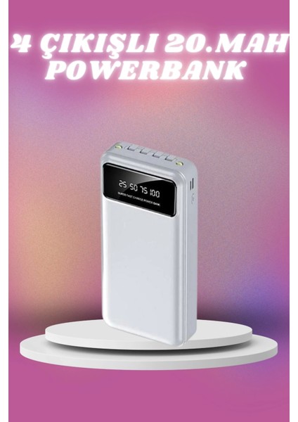 4 Çıkışlı 20.000 Mah Powerbank Taşınabilir Çoklu Giriş