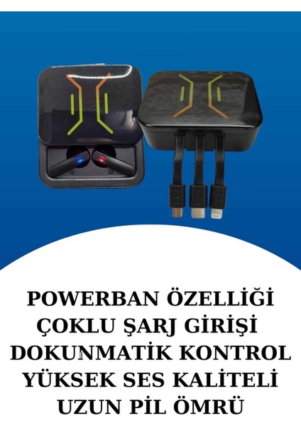 Wireless Şarjlı Akıllı Saat ve Dijital Göstergeli Kablosuz Bluetooth Kulaklık Nabız Ölçer