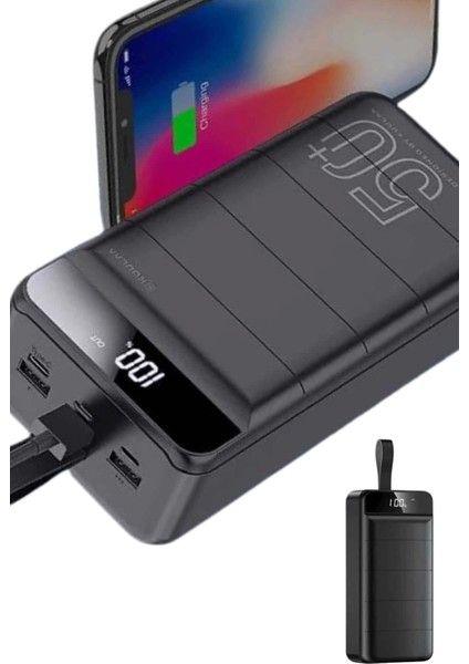 Hızlı Taşınabilir 50.000 Mah Powerbank LED Ekran Android ve Ios Uyumlu