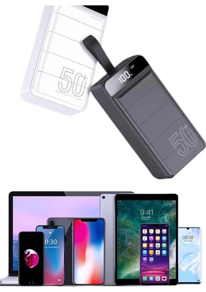 Hızlı Taşınabilir 50.000 Mah Powerbank LED Ekran Android ve Ios Uyumlu