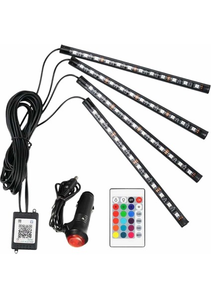 Araç Içi Ayak Altı 12'li Şerit LED Işık Uzaktan Kumandalı Rgb Işıklı Ses ve Müziğe Duyarlı