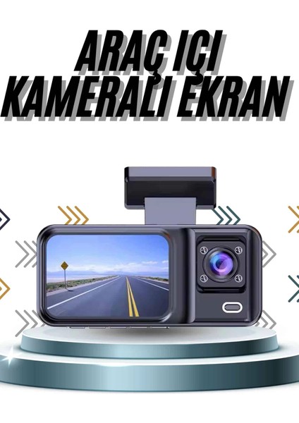 Dvr Araç Içi Kamera Ön ve Iç Kamera 2 Inç Ekranlı Çift Kamera