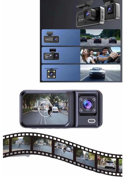Dvr Araç Içi Kamera Ön ve Iç Kamera 2 Inç Ekranlı Çift Kamera