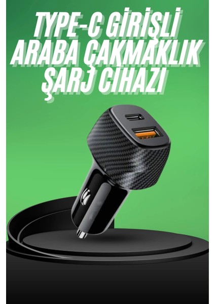 Type-C Girişli Araba Çakmaklık Şarj Cihazı 38W Oto Çakmaklık