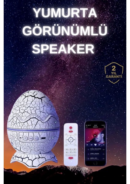 Yumurta Şeklinde Su Dalgalı Bluetooth Speaker Lamba Renkli Şarjlı