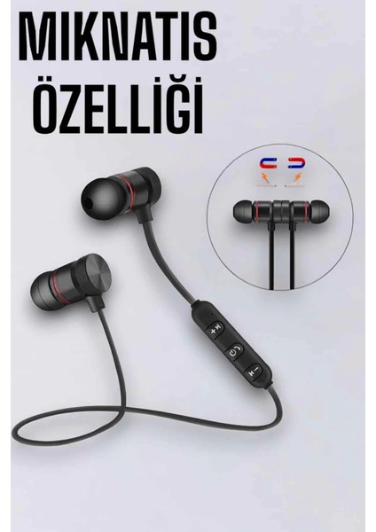 Kablosuz Sport Mıknatıslı Mikrofonlu Kulak Içi Kulaklık