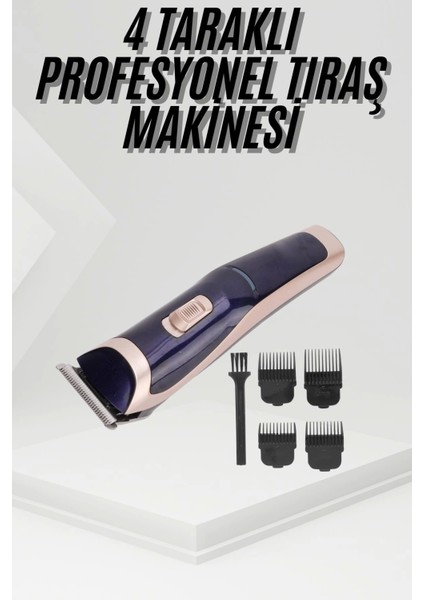 Tıraş Makinesi 4 Başlıklı Paslanmaz Çelik Bıçaklı Tüm Saç Tiplerine Uygun