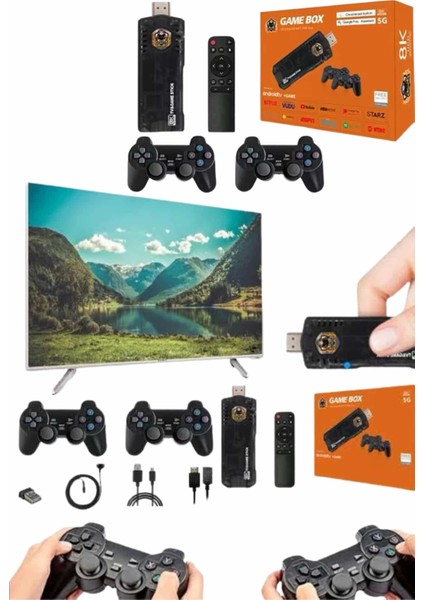 Game Box Android Tv 36500 Oyunlu Atari 5g 8k Hdr Ultra Hd 64 GB