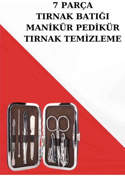 Manikür Pedikür Seti 7 Parça Tırnak Batığı Temizleme Taşınabilir