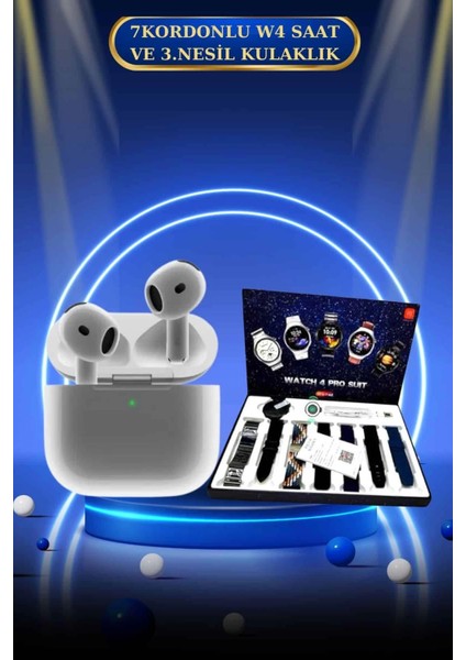 3.nesil Tws Bluetooth Kulaklık Bluetooth Bağlantılı Akıllı Saat Amoled Ekran Plastik Hasır Kordon