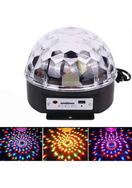 LED Işık Disko Topu Bluetooth Hoparlörlü USB Müzik Çalar Kumandalı