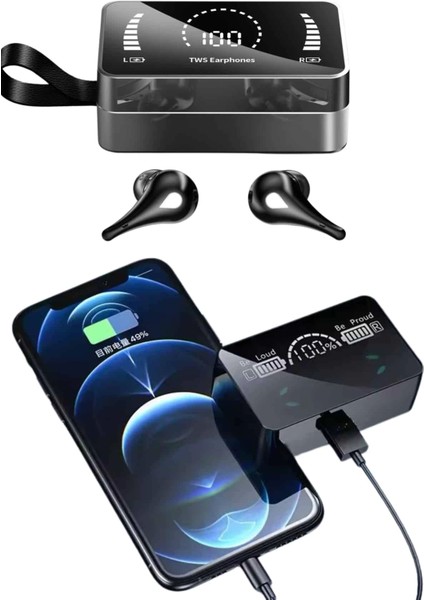 Tws Bluetooth Kulaklık Kablosuz Uzun Pil Ömrü Dijital Göstergeli Powerbank