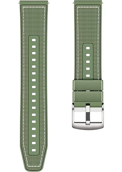 Fossil Gen 5e FTW4055 ile Uyumlu Kordon Kayış Dikiş Desenli Silikon KRD102 Lms 22/dds Yeşil