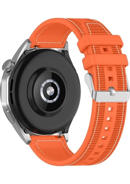 Samsung Galaxy Watch 46MM 22MM ile Uyumlu Kordon Kayış Dikiş Desenli Silikon KRD102 Lms 22/dds Turuncu