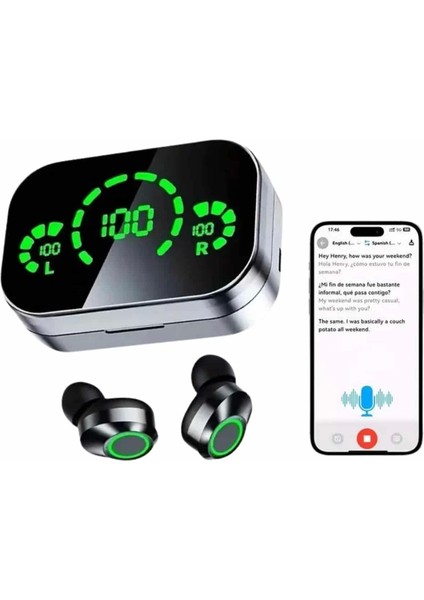 Kablosuz Bluetooth Kulaklık Çift Telefon Destekli Powerbankli Dijital Göstergeli
