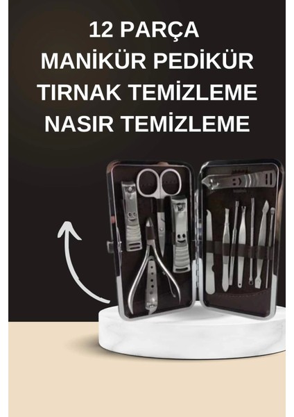 Elektrikli Manikür Pedikür Seti Ikili Set 12 Parça Tırnak Bakımı Törpü Protez Çıkarma