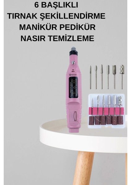 Elektrikli Manikür Pedikür Seti Ikili Set 12 Parça Tırnak Bakımı Törpü Protez Çıkarma