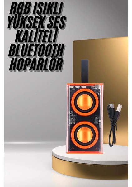 Şeffaf Taşınabilir Bluetooth Hoparlör Uzun Ömürlü Çift Hoparlörlü