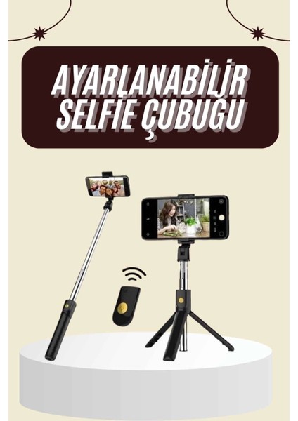 Cep Telefonu Tripod Standı Manyetik Selfie Sopa Bluetooth Uzaktan Kumandalı