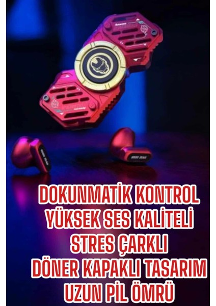 Çarklı Bluetooth Kulaklık Kablosuz Kırmızı Yüksek Ses Kaliteli