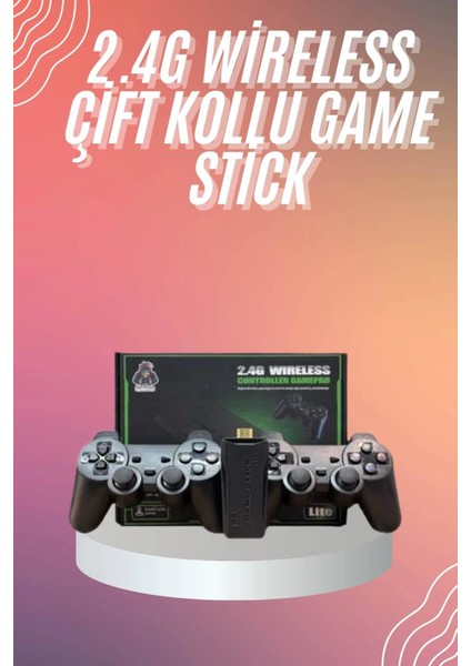 4K Game Stick Oyun Konsolu 2.4g Kablosuz Çift Kol Nostaljik Oyunlar