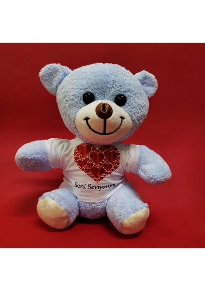 Kalpli Seni Seviyorum Yazılı Tişörtlü Peluş Ayıcık