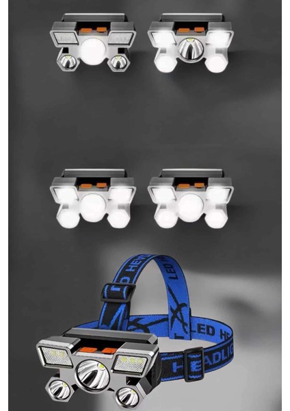 Ultra Güçlü LED Işık Şarjlı Kafa Lambası Balıkçı Lambası Kafa Feneri